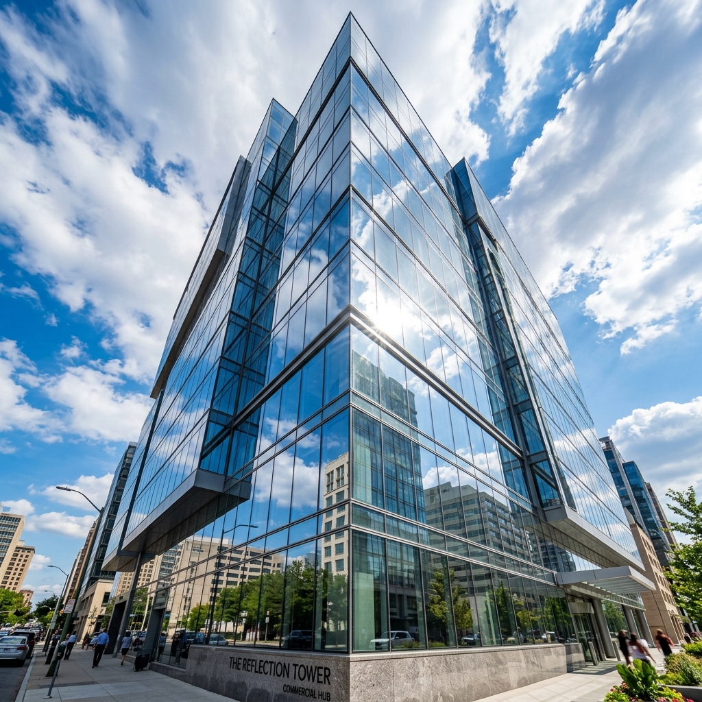 Sparkling clean glass windows on a modern building